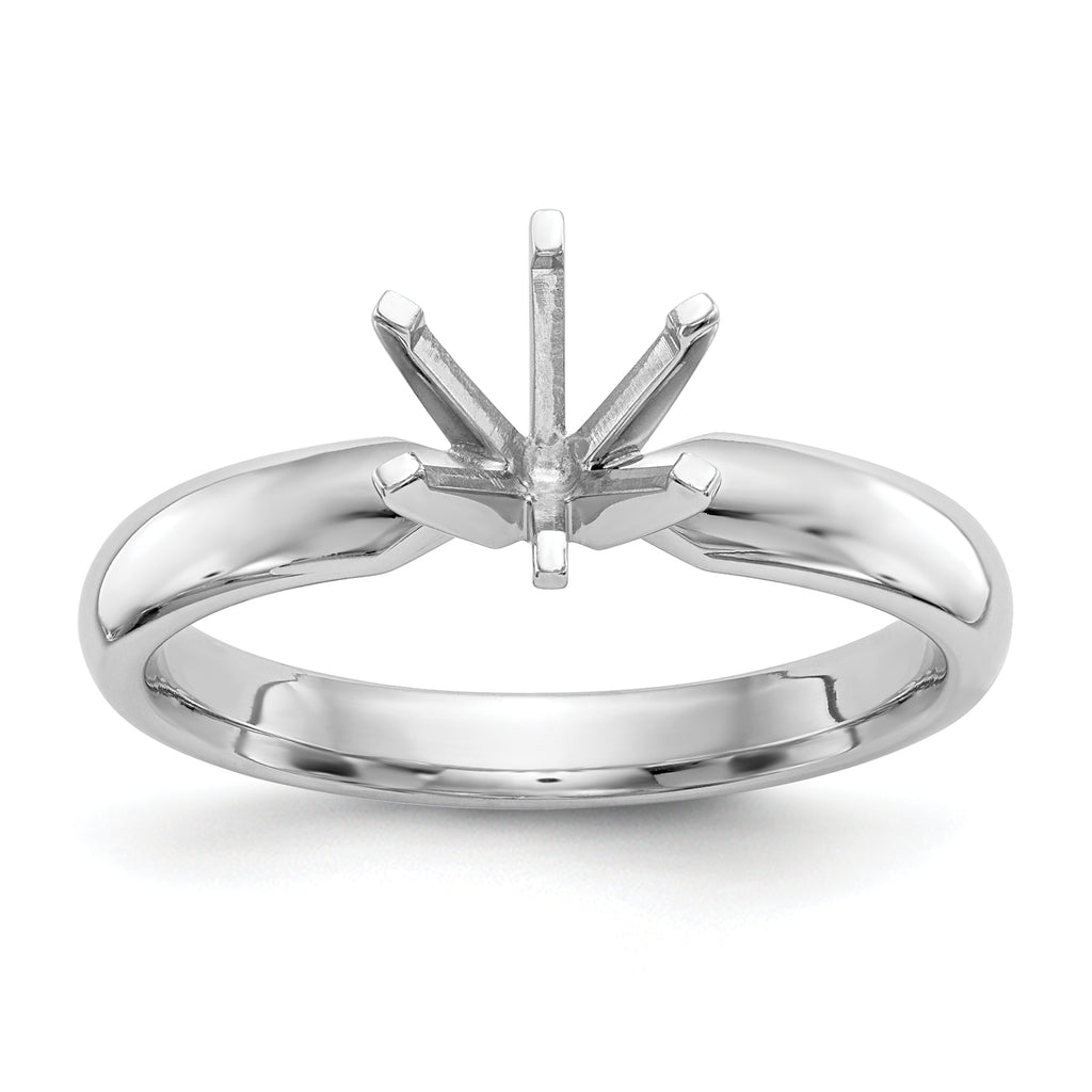14k White Gold 5/8 carat Medium-Weight Low-Shoulder Comfort-Fit 6-Prong Round Solitaire Ring Mounting (No Stone Included)