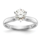 14k White Gold 1/2 carat Medium-Weight Low-Shoulder Comfort-Fit 6-Prong Round Solitaire Ring Mounting (No Stone Included)
