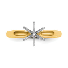 14k Two-Tone 1/8 carat Medium-Weight Pointed-Shoulder Half-Round 6-Prong Round Solitaire Ring Mounting (No Stone Included)