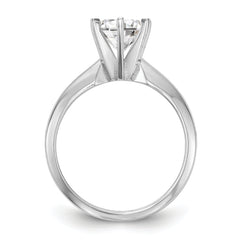 14k White Gold 1/8 carat Medium-Weight Pointed-Shoulder Half-Round 6-Prong Round Solitaire Ring Mounting (No Stone Included)