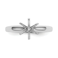 14k White Gold 1/8 carat Medium-Weight Pointed-Shoulder Half-Round 6-Prong Round Solitaire Ring Mounting (No Stone Included)