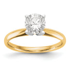 14k Two-Tone 1/2 carat Lightweight Comfort-Fit 4-Prong Round Solitaire Ring Mounting (No Stone Included)