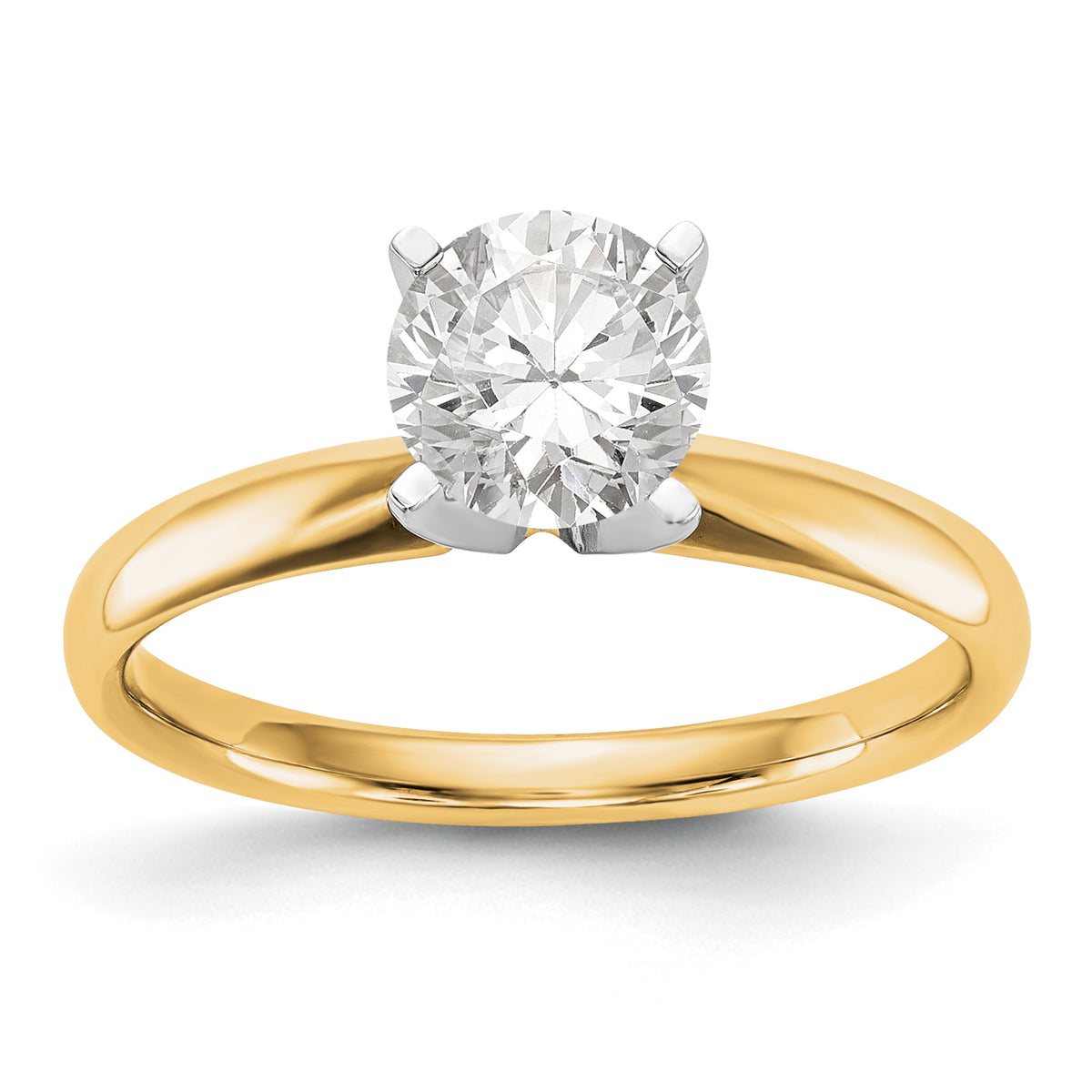 14k Two-Tone 1.25 carat Lightweight Comfort-Fit 4-Prong Round Solitaire Ring Mounting (No Stone Included)