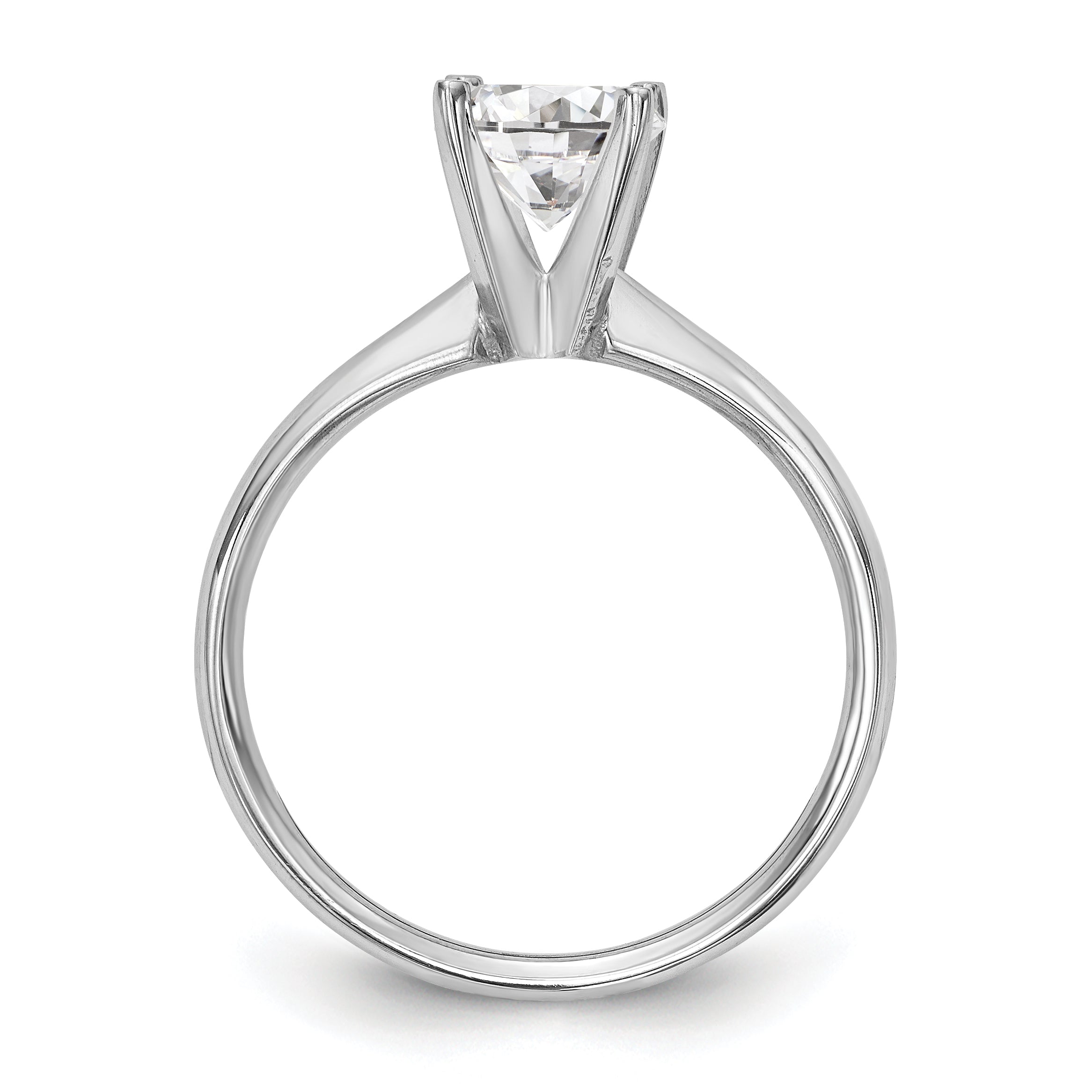 14k White Gold 2 carat Lightweight Comfort-Fit 4-Prong Round Solitaire Ring Mounting (No Stone Included)