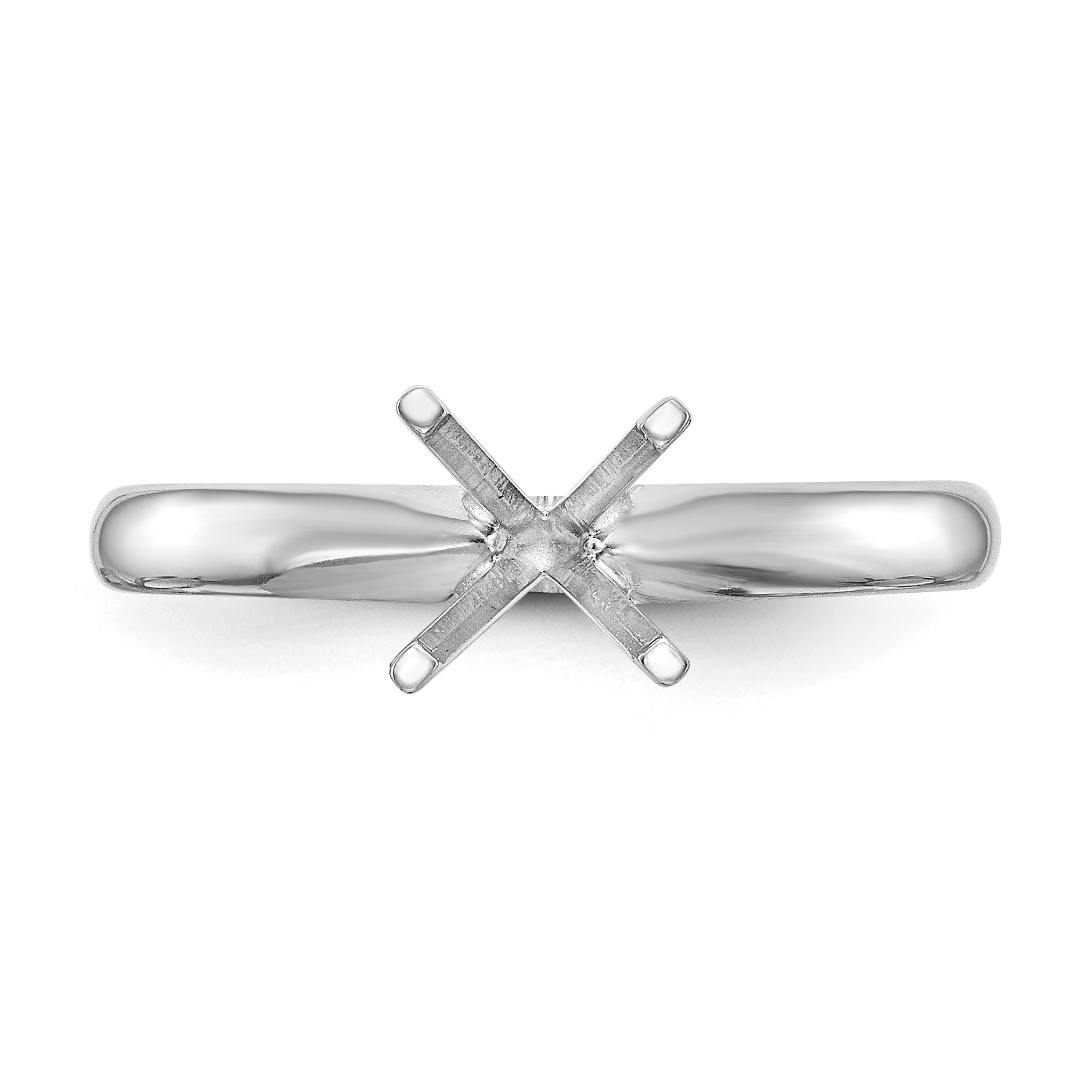 14k White Gold 1 carat Lightweight Comfort-Fit 4-Prong Round Solitaire Ring Mounting (No Stone Included)