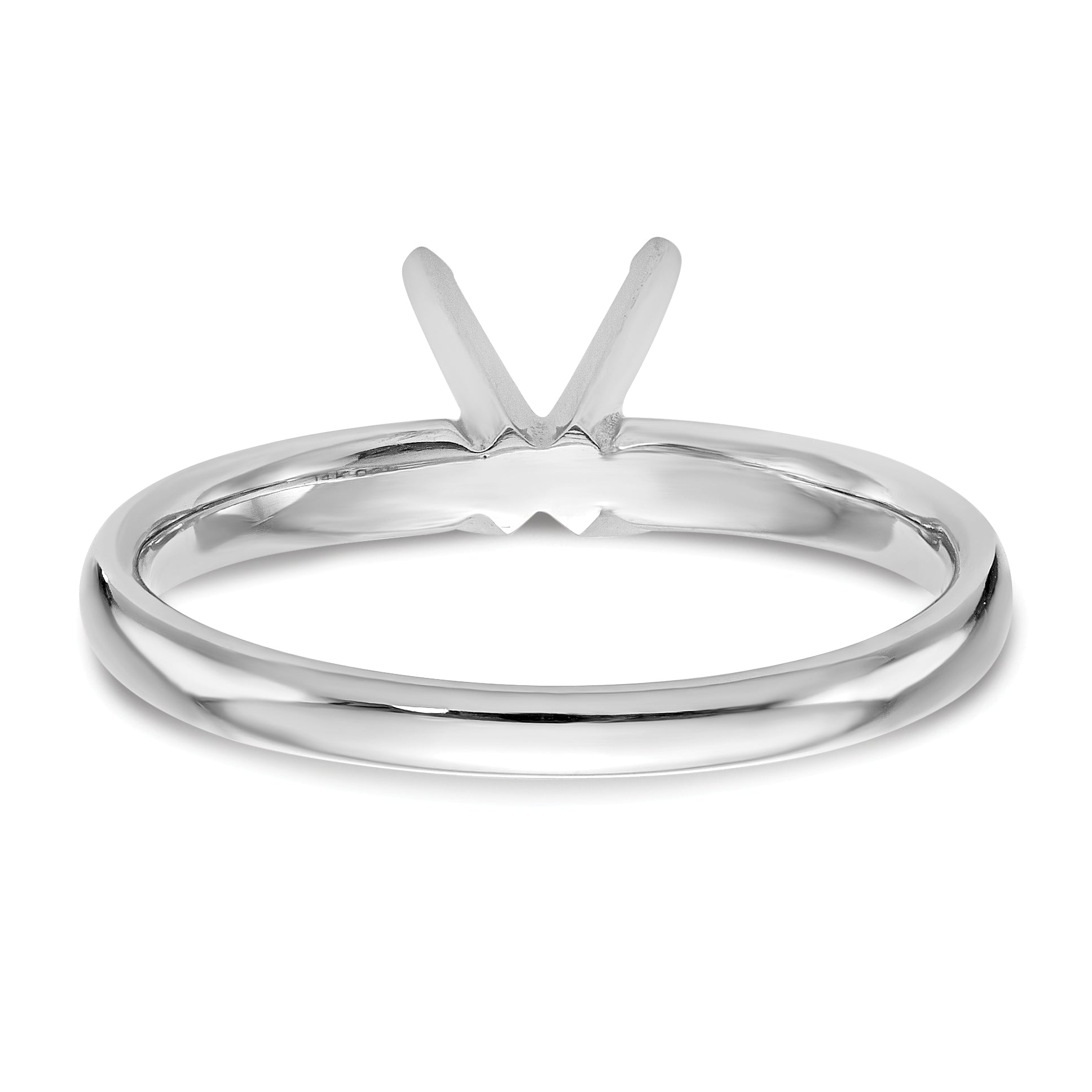 14k White Gold 1/2 carat Lightweight Comfort-Fit 4-Prong Round Solitaire Ring Mounting (No Stone Included)