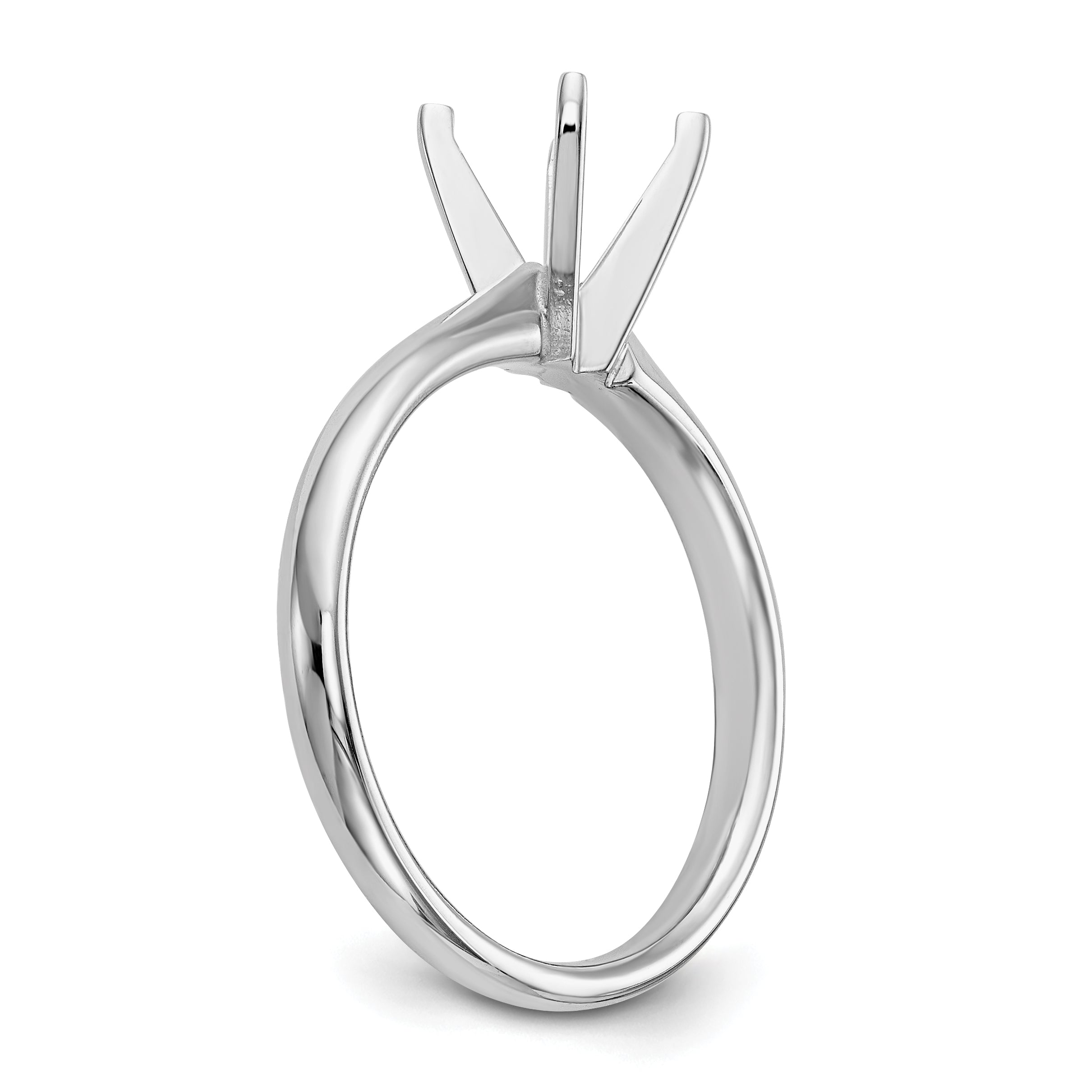 14k White Gold 1 carat Lightweight Comfort-Fit 4-Prong Round Solitaire Ring Mounting (No Stone Included)