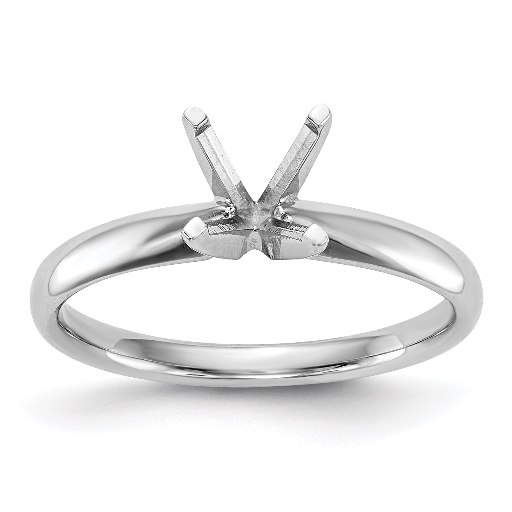 14k White Gold 1 carat Lightweight Comfort-Fit 4-Prong Round Solitaire Ring Mounting (No Stone Included)