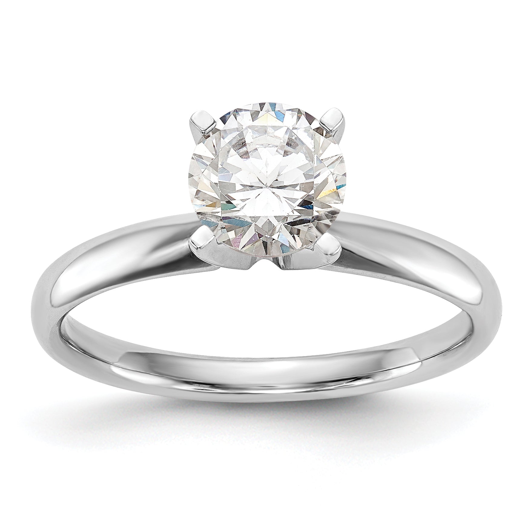 14k White Gold 1 carat Lightweight Comfort-Fit 4-Prong Round Solitaire Ring Mounting (No Stone Included)