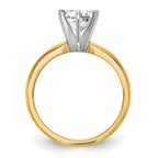 14k Two-Tone 1/8 carat Lightweight Knife Edge/Half-Round 6-Prong Round Solitaire Ring Mounting (No Stone Included)