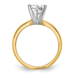 14k Two-Tone 1.5 carat Lightweight Knife Edge/Half-Round 6-Prong Round Solitaire Ring Mounting (No Stone Included)