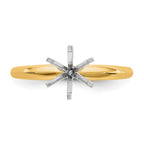 14k Two-Tone 1 carat Lightweight Knife Edge/Half-Round 6-Prong Round Solitaire Ring Mounting (No Stone Included)