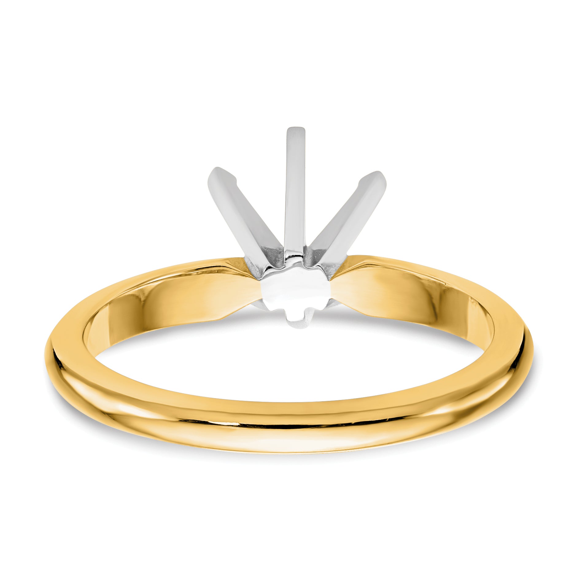 14k Two-Tone 1 carat Lightweight Knife Edge/Half-Round 6-Prong Round Solitaire Ring Mounting (No Stone Included)
