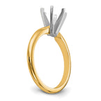 14k Two-Tone 1 carat Lightweight Knife Edge/Half-Round 6-Prong Round Solitaire Ring Mounting (No Stone Included)
