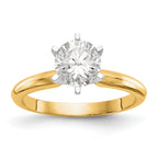 14k Two-Tone 1.5 carat Lightweight Knife Edge/Half-Round 6-Prong Round Solitaire Ring Mounting (No Stone Included)