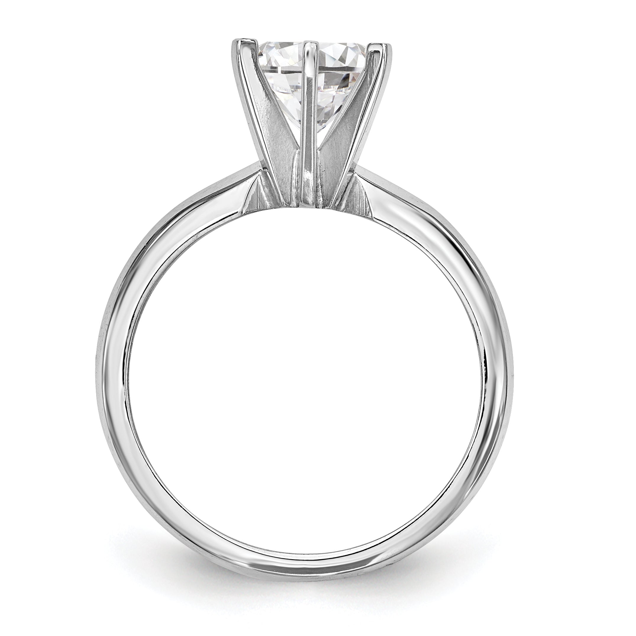 14k White Gold 1.25 carat Lightweight Knife Edge/Half-Round 6-Prong Round Solitaire Ring Mounting (No Stone Included)