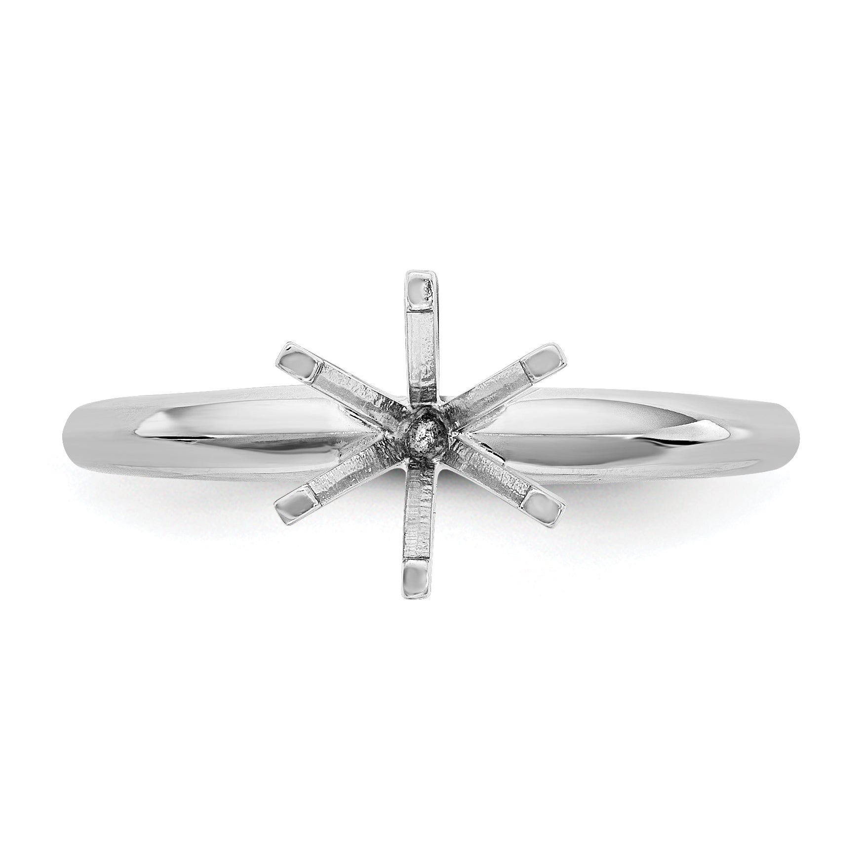 14k White Gold 1 carat Lightweight Knife Edge/Half-Round 6-Prong Round Solitaire Ring Mounting (No Stone Included)
