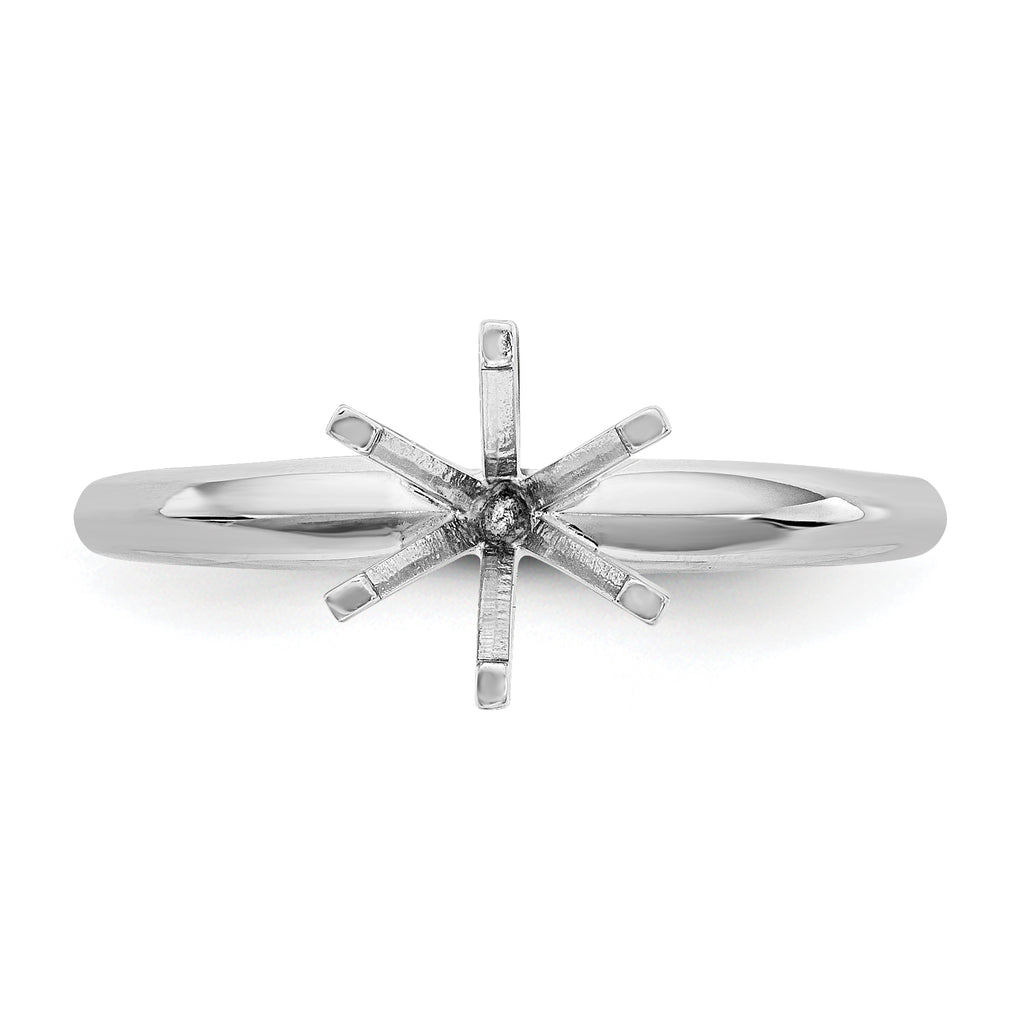 14k White Gold 1/4 carat Lightweight Knife Edge/Half-Round 6-Prong Round Solitaire Ring Mounting (No Stone Included)