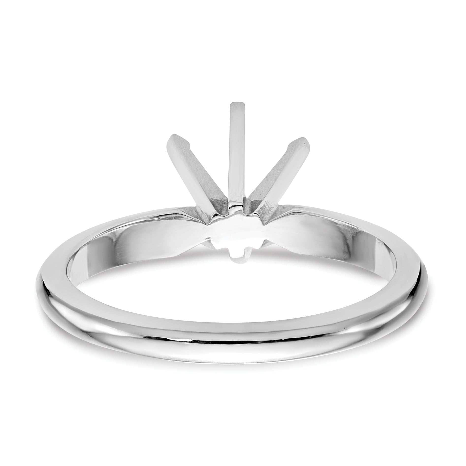 14k White Gold 1.25 carat Lightweight Knife Edge/Half-Round 6-Prong Round Solitaire Ring Mounting (No Stone Included)