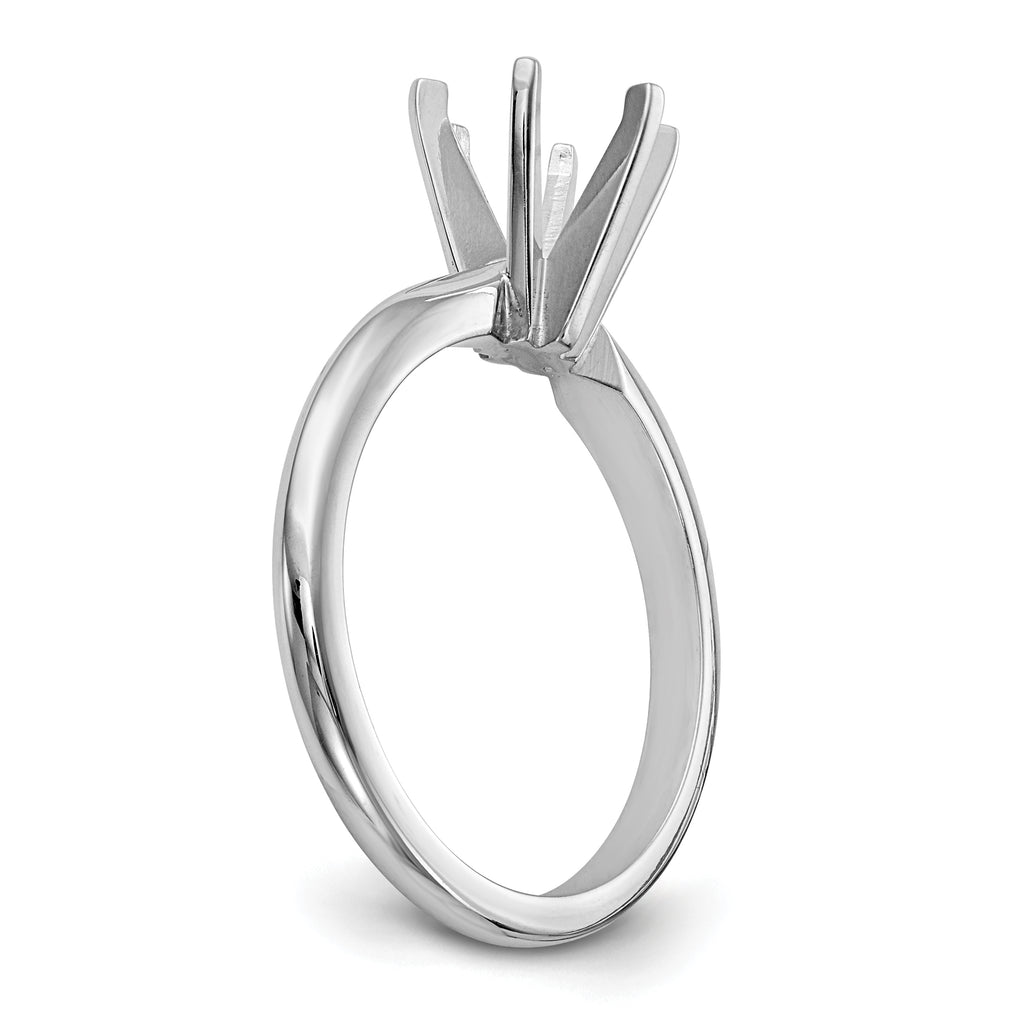 14k White Gold 3/4 carat Lightweight Knife Edge/Half-Round 6-Prong Round Solitaire Ring Mounting (No Stone Included)