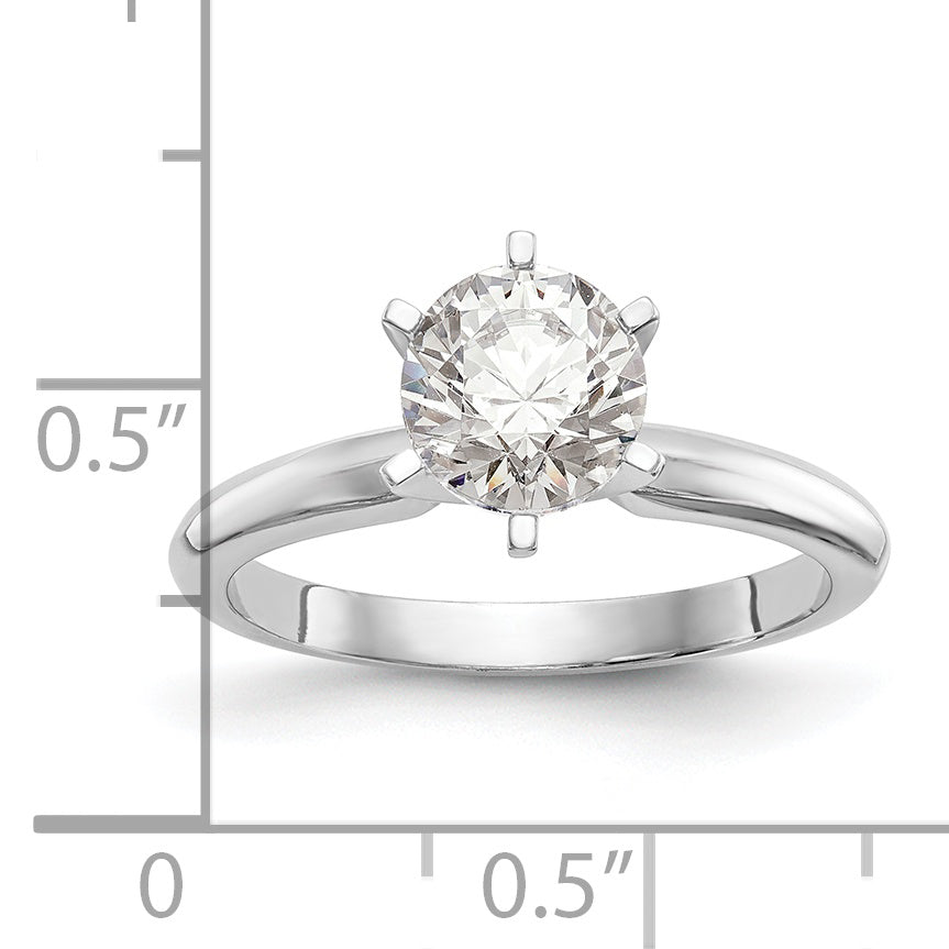 14k White Gold 1 carat Lightweight Knife Edge/Half-Round 6-Prong Round Solitaire Ring Mounting (No Stone Included)