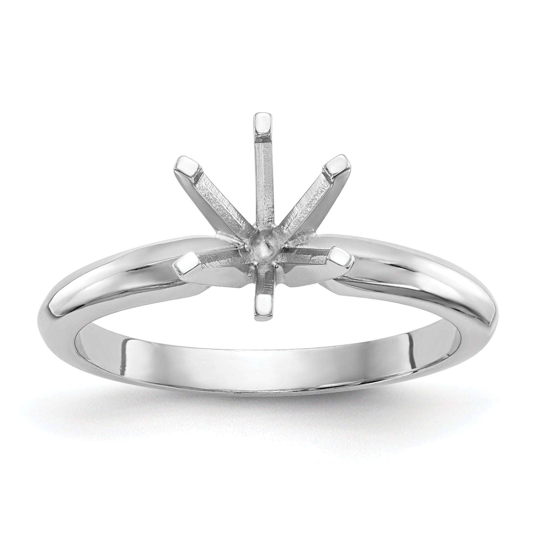 14k White Gold 1/3 carat Lightweight Knife Edge/Half-Round 6-Prong Round Solitaire Ring Mounting (No Stone Included)