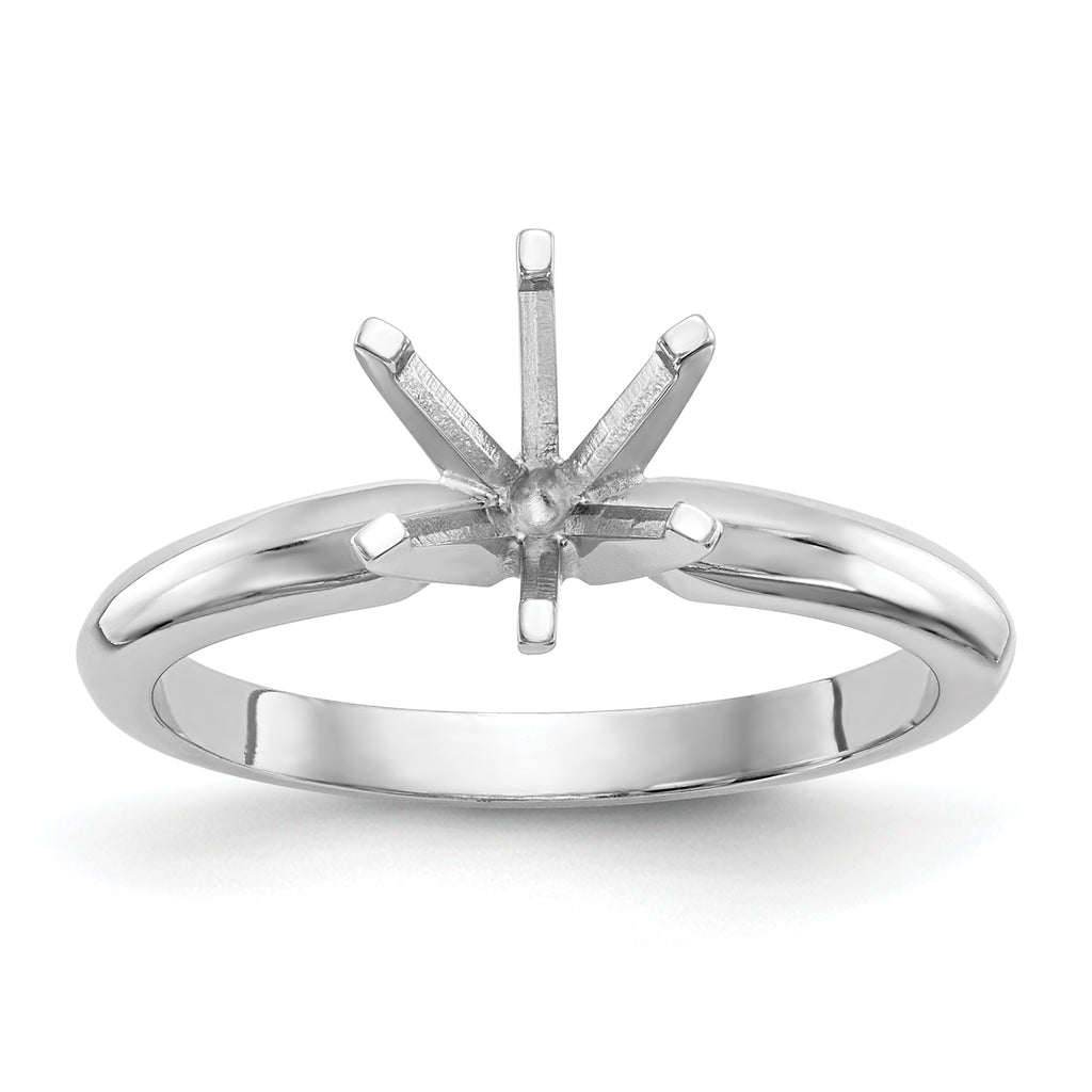 14k White Gold 1.25 carat Lightweight Knife Edge/Half-Round 6-Prong Round Solitaire Ring Mounting (No Stone Included)