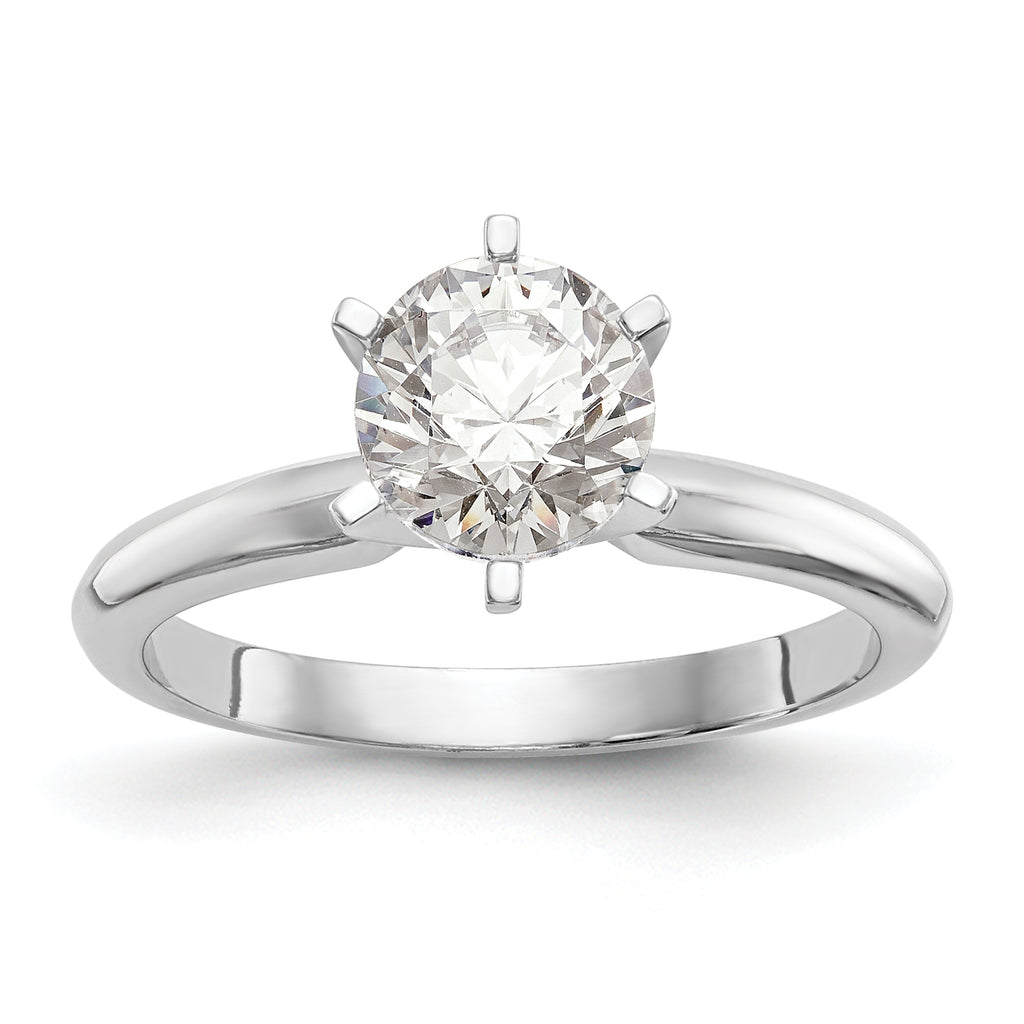 14k White Gold 2 carat Lightweight Knife Edge/Half-Round 6-Prong Round Solitaire Ring Mounting (No Stone Included)