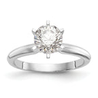 14k White Gold 1.25 carat Lightweight Knife Edge/Half-Round 6-Prong Round Solitaire Ring Mounting (No Stone Included)