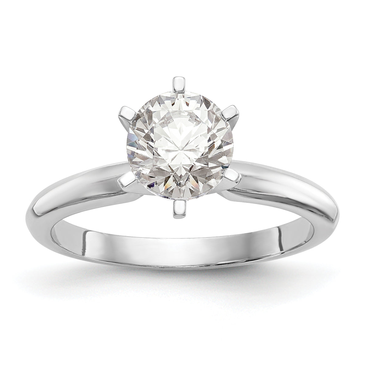 14k White Gold 1.25 carat Lightweight Knife Edge/Half-Round 6-Prong Round Solitaire Ring Mounting (No Stone Included)