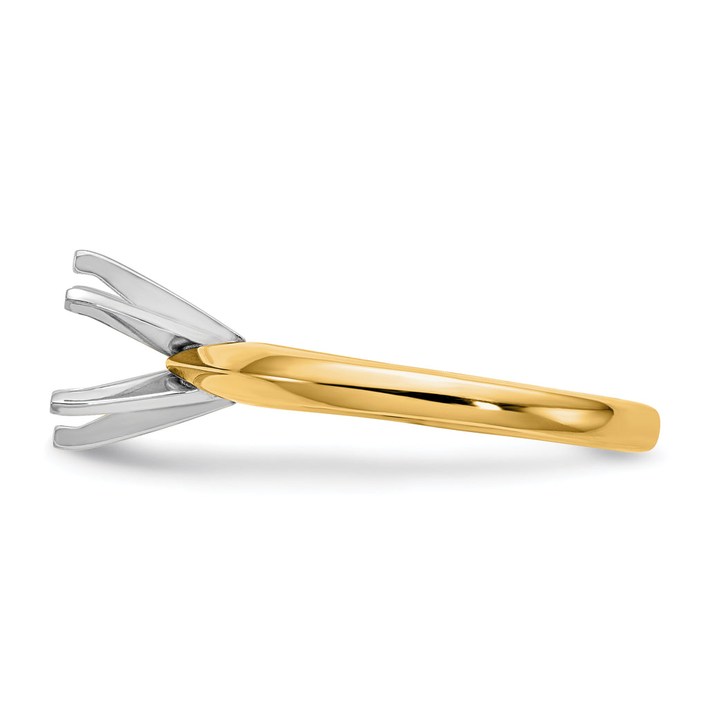 14k Two-Tone 1/8 carat Medium-Weight Knife Edge/Half-Round 6-Prong Round Solitaire Ring Mounting (No Stone Included)