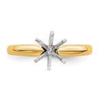 14k Two-Tone 5/8 carat Medium-Weight Knife Edge/Half-Round 6-Prong Round Solitaire Ring Mounting (No Stone Included)