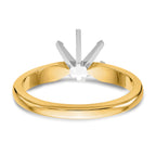 14k Two-Tone 3/16 carat Medium-Weight Knife Edge/Half-Round 6-Prong Round Solitaire Ring Mounting (No Stone Included)