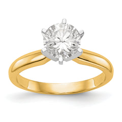 14k Two-Tone 1 carat Medium-Weight Knife Edge/Half-Round 6-Prong Round Solitaire Ring Mounting (No Stone Included)