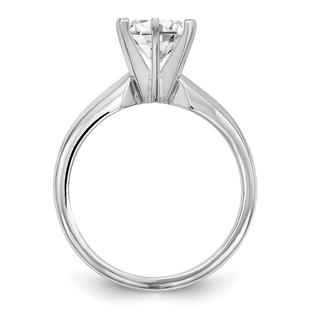 14k White Gold 1.25 carat Medium-Weight Knife Edge/Half-Round 6-Prong Round Solitaire Ring Mounting (No Stone Included)