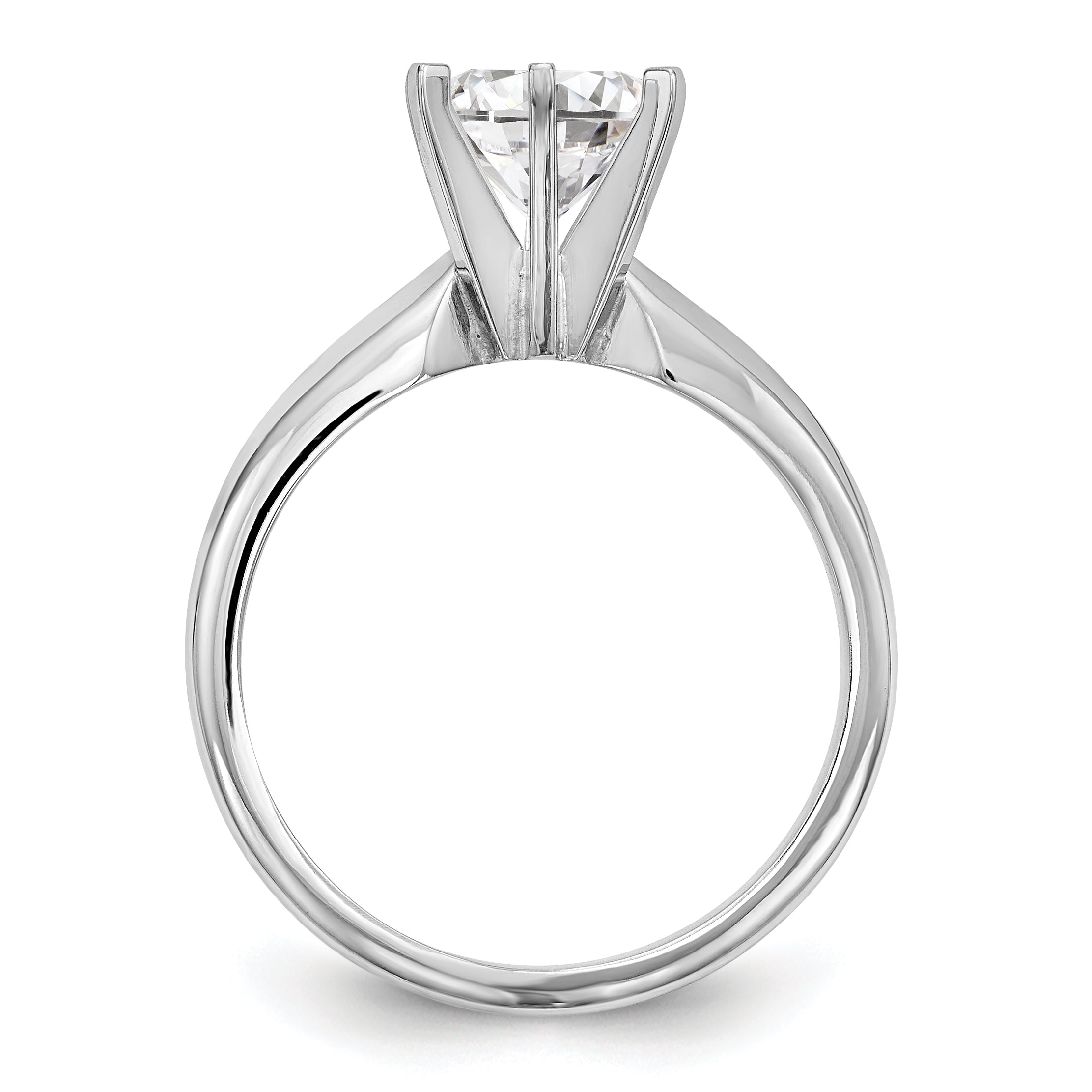 14k White Gold 3/4 carat Medium-Weight Knife Edge/Half-Round 6-Prong Round Solitaire Ring Mounting (No Stone Included)