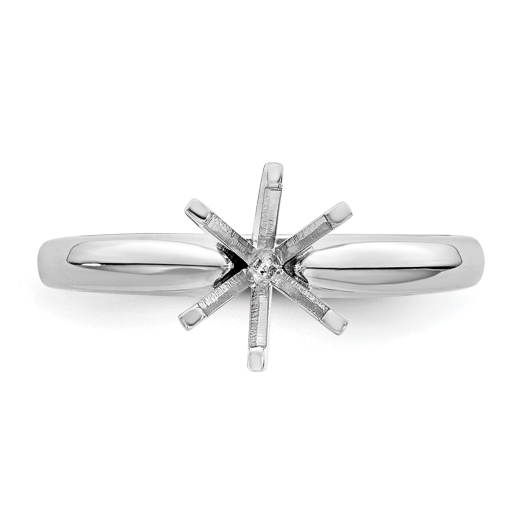 14k White Gold 3/16 carat Medium-Weight Knife Edge/Half-Round 6-Prong Round Solitaire Ring Mounting (No Stone Included)