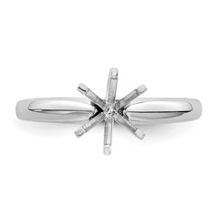 14k White Gold 1.25 carat Medium-Weight Knife Edge/Half-Round 6-Prong Round Solitaire Ring Mounting (No Stone Included)
