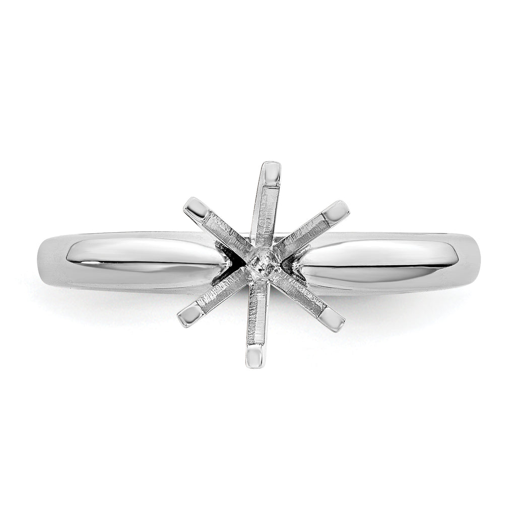 14k White Gold 1/4 carat Medium-Weight Knife Edge/Half-Round 6-Prong Round Solitaire Ring Mounting (No Stone Included)