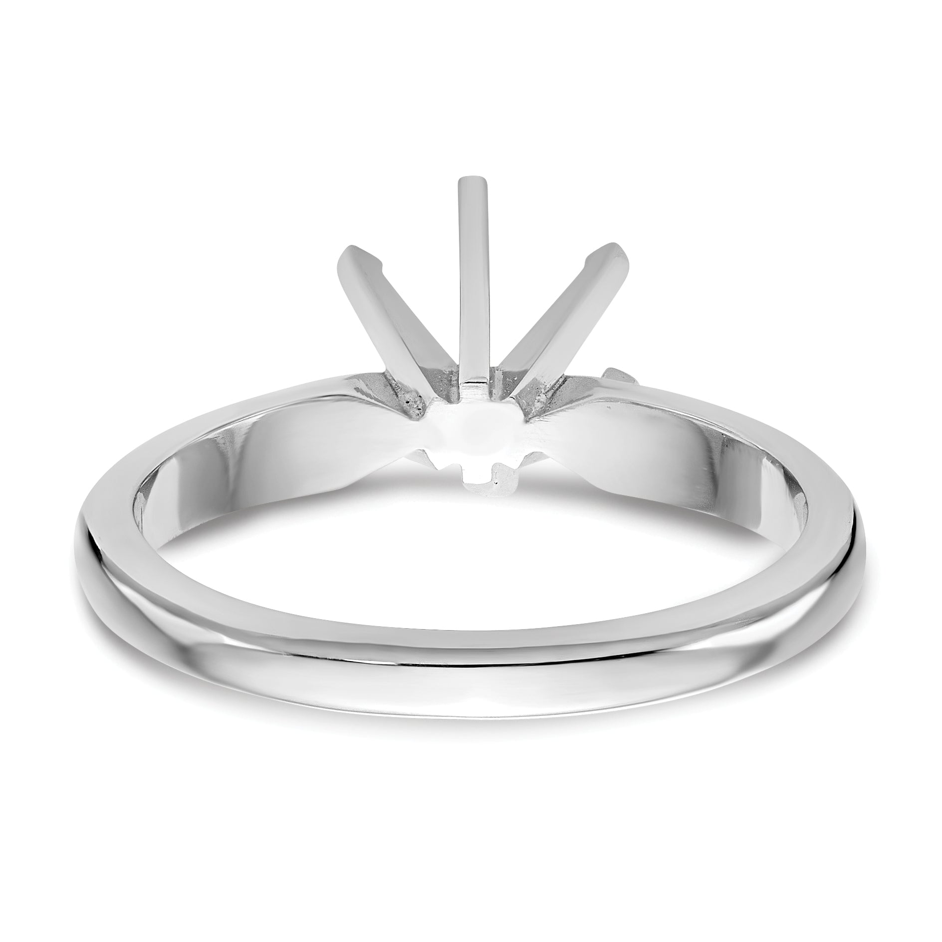 14k White Gold 2 carat Medium-Weight Knife Edge/Half-Round 6-Prong Round Solitaire Ring Mounting (No Stone Included)