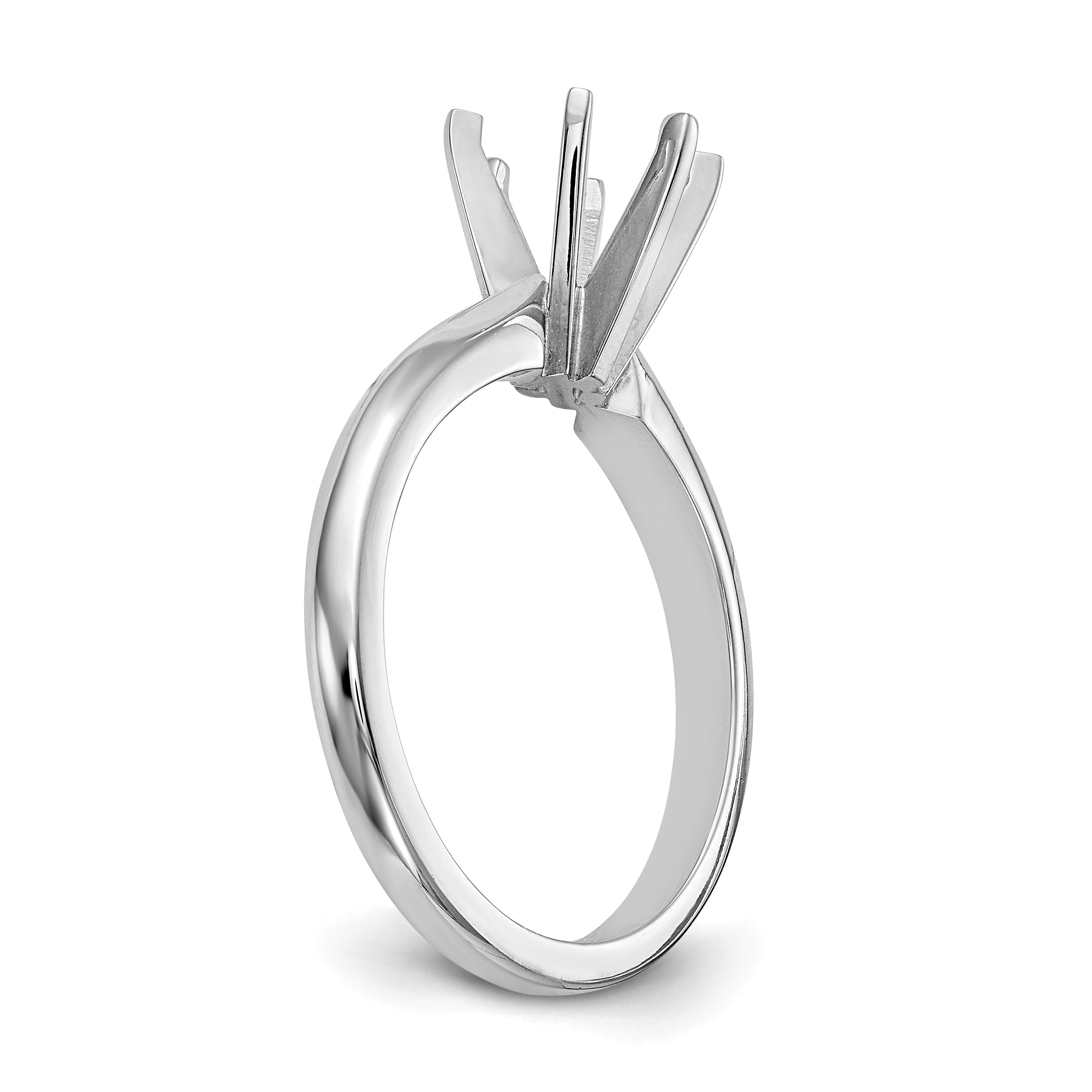 14k White Gold 1 carat Medium-Weight Knife Edge/Half-Round 6-Prong Round Solitaire Ring Mounting (No Stone Included)