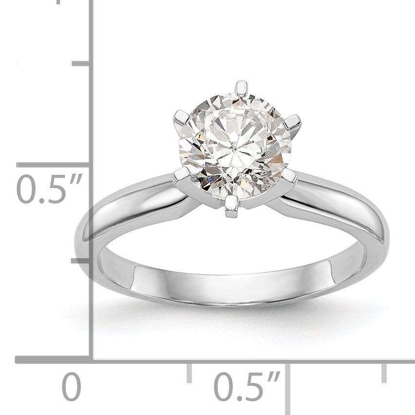 14k White Gold 1.25 carat Medium-Weight Knife Edge/Half-Round 6-Prong Round Solitaire Ring Mounting (No Stone Included)