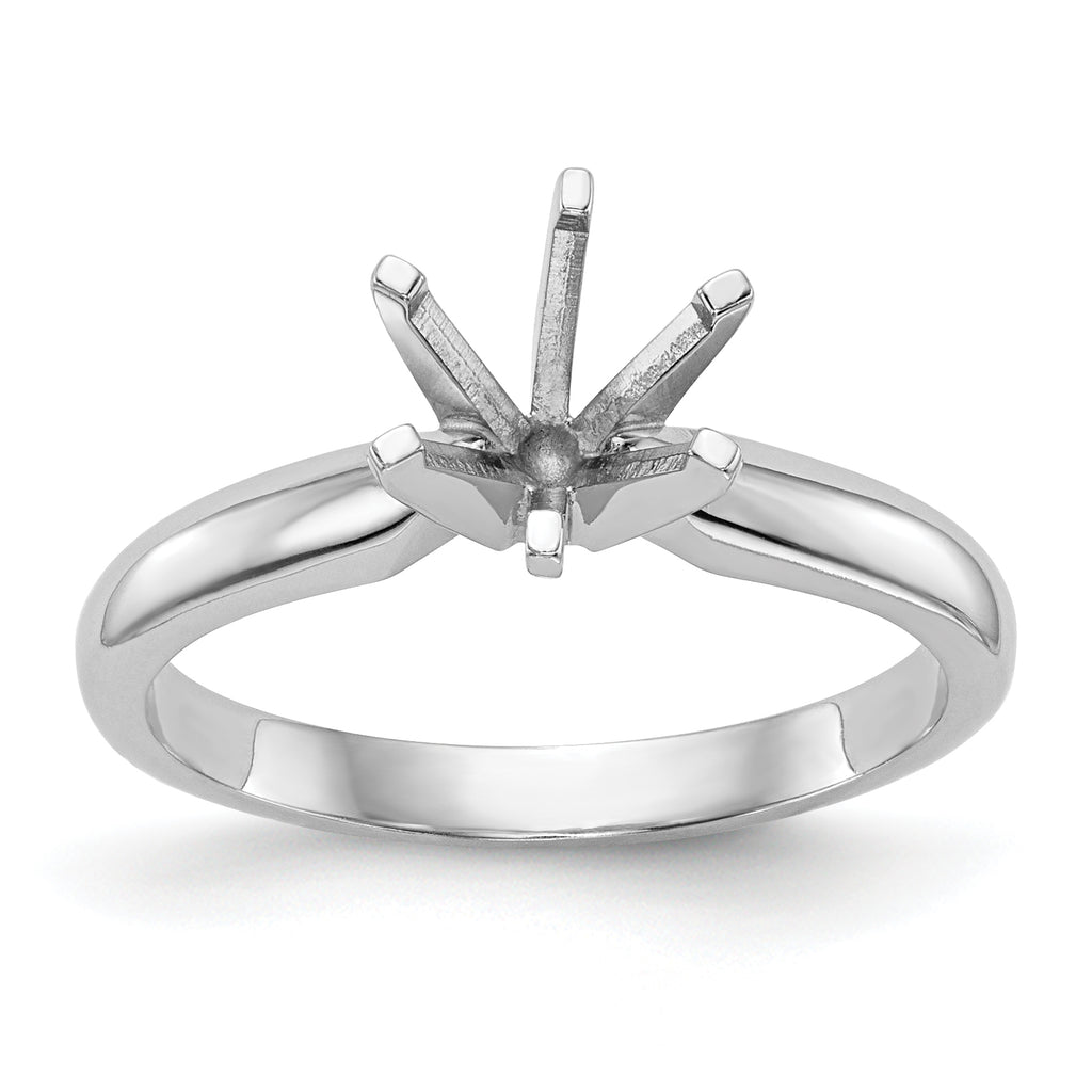 14k White Gold 1 carat Medium-Weight Knife Edge/Half-Round 6-Prong Round Solitaire Ring Mounting (No Stone Included)