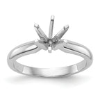14k White Gold 1 carat Medium-Weight Knife Edge/Half-Round 6-Prong Round Solitaire Ring Mounting (No Stone Included)