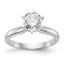 14k White Gold 3/16 carat Medium-Weight Knife Edge/Half-Round 6-Prong Round Solitaire Ring Mounting (No Stone Included)