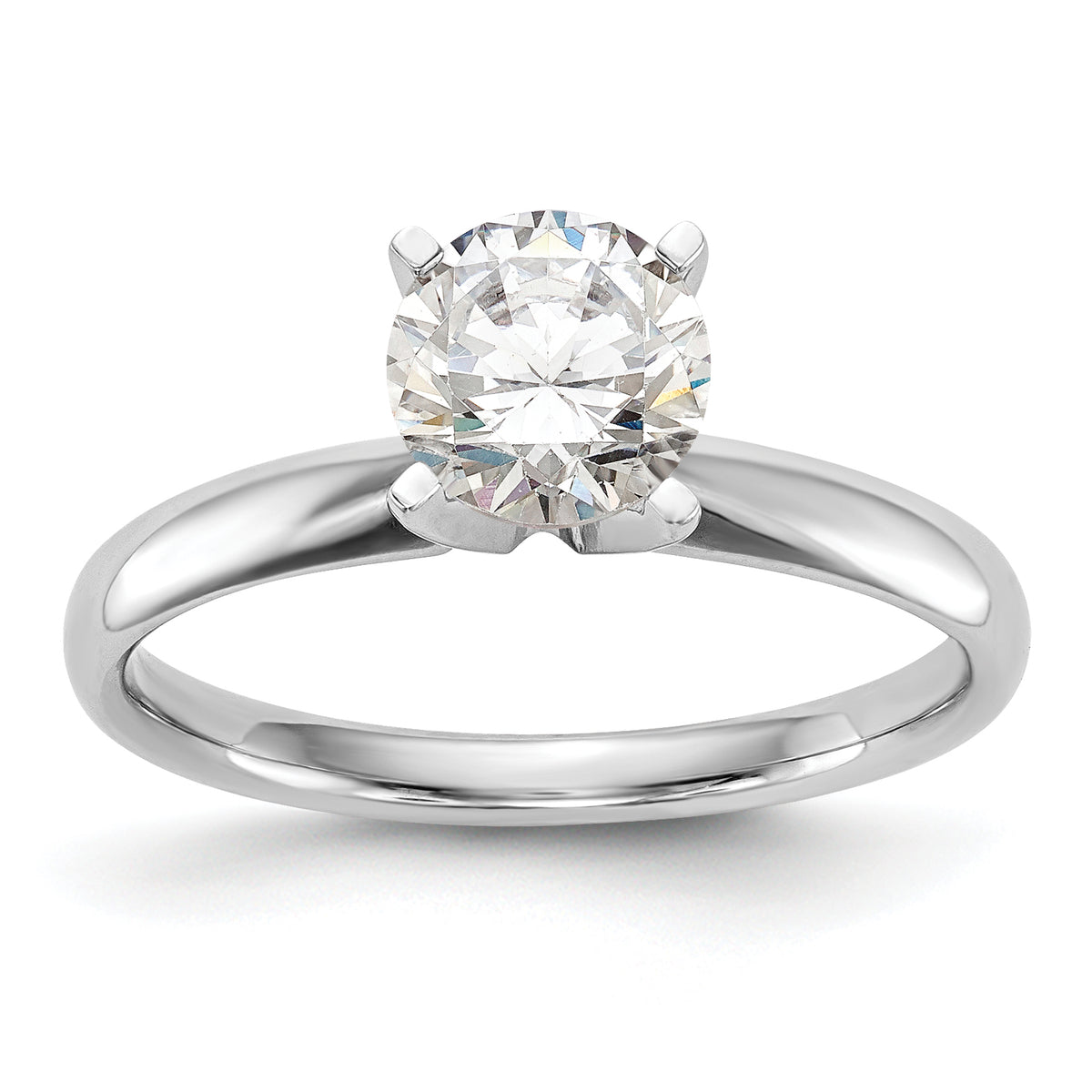 14k White Gold 1 carat Lightweight Comfort-Fit 4-Prong Round Solitaire Ring Mounting (No Stone Included)