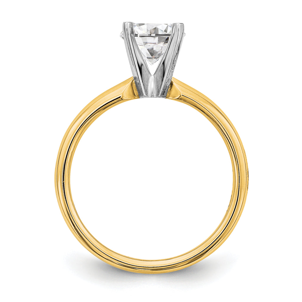 14k Two-Tone 1 carat Medium-Weight Comfort-Fit 4-Prong Round Solitaire Ring Mounting (No Stone Included)