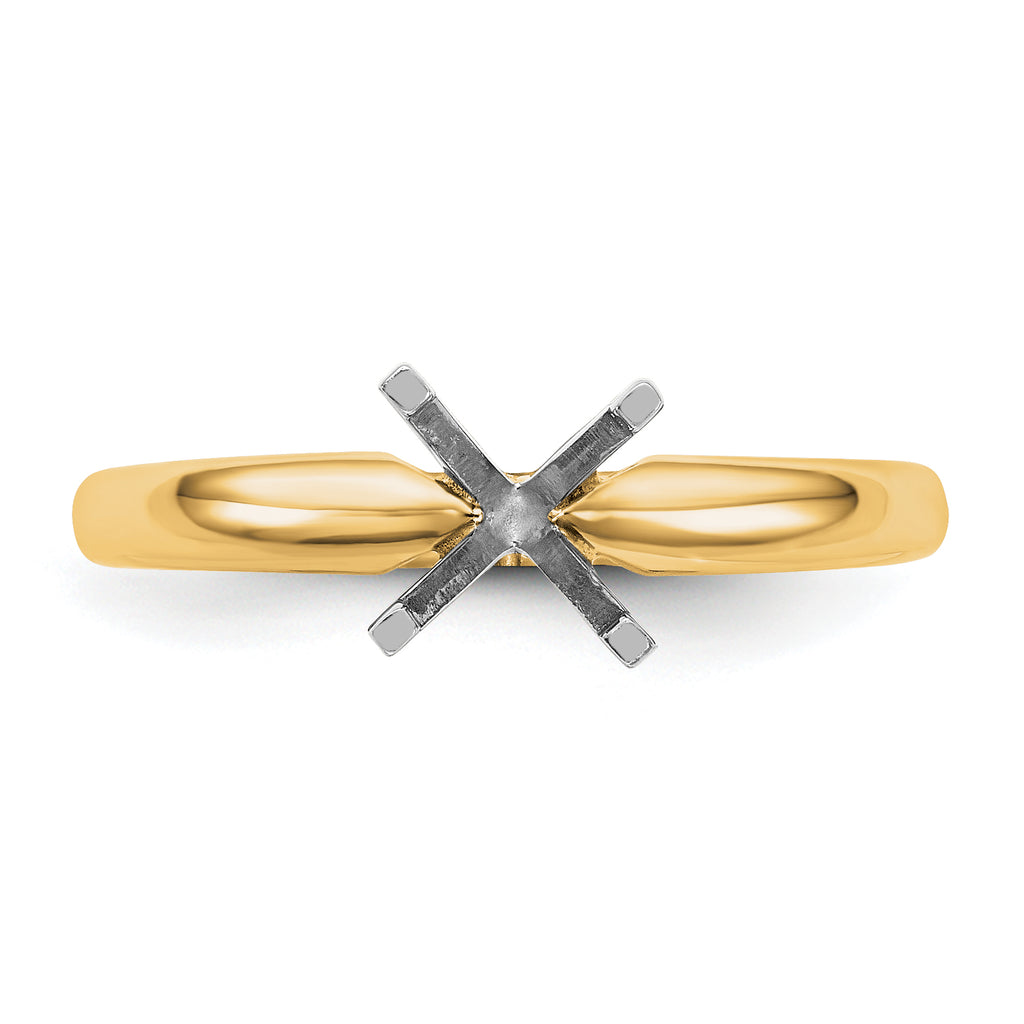 14k Two-Tone 1.25 carat Medium-Weight Comfort-Fit 4-Prong Round Solitaire Ring Mounting (No Stone Included)