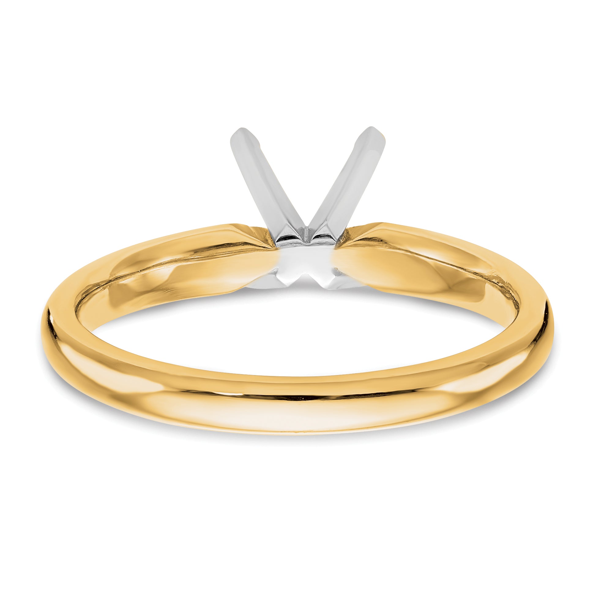 14k Two-Tone 1 carat Medium-Weight Comfort-Fit 4-Prong Round Solitaire Ring Mounting (No Stone Included)