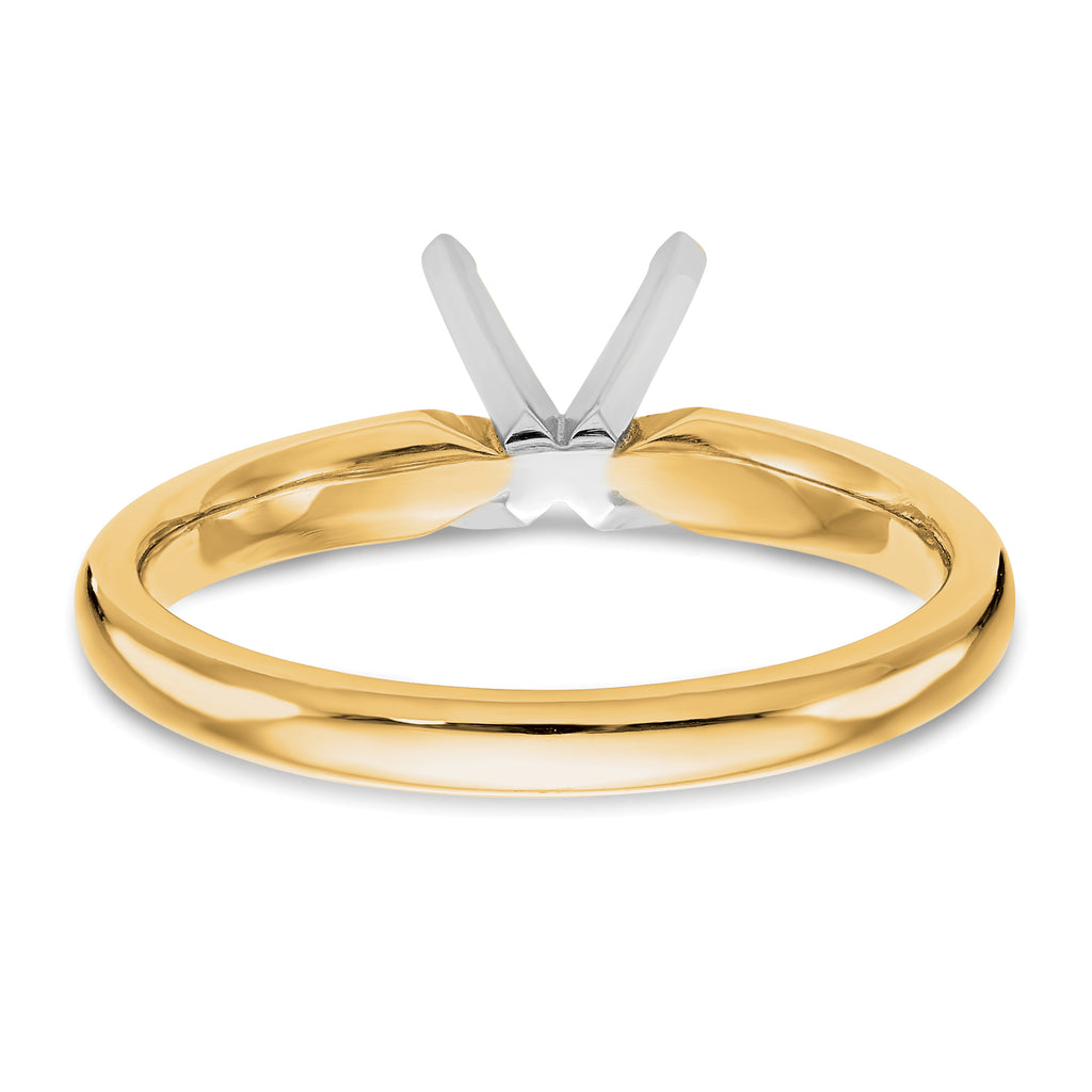 14k Two-Tone 1/2 carat Medium-Weight Comfort-Fit 4-Prong Round Solitaire Ring Mounting (No Stone Included)